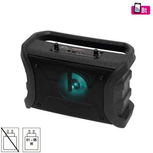 Prenosný Bluetooth reproduktor SAL BT WORKY s RGB LED osvetlením, čierny