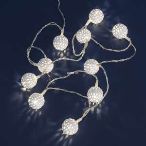 10 LED-es melegfehér akkumulátoros beltéri fényfüzér fém gömbökkel - Entac