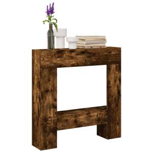 vidaXL Cadru de șemineu din lemn asamblat, culoare stejar fumuriu 81 x 18 x 82 cm, cadru de șemineu cu raft, cadru de șemineu din lemn, cadru de șemineu electric, cadru de șemineu modern - Accesorii pentru șemineu și sobă