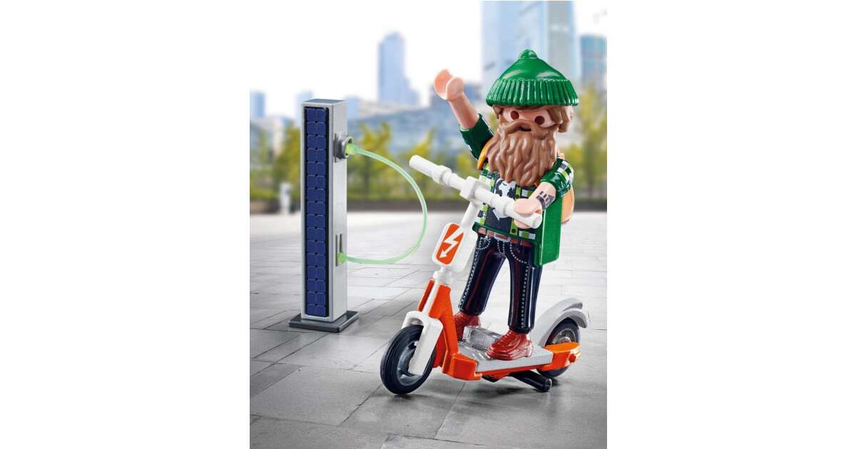 Playmobil Hipster figure with electric scooter 70873