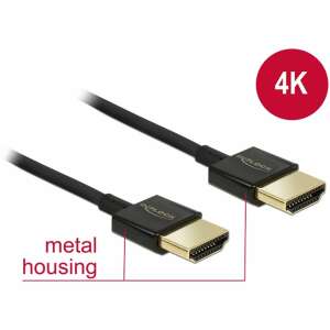 DELOCK HDMI cable, 4K, 4.5m, black, high speed, premium, slim, metal housing - HDMI Cable
