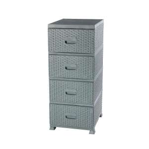 Dulap din ratan cu 4 sertare - Gri