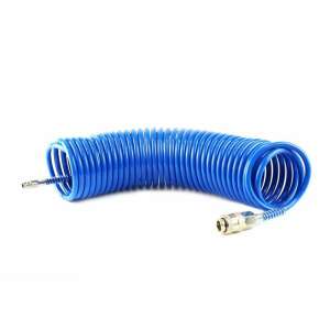 Blue coiled air hose, 5x8mm, 10m long, with quick connectors - AMiO