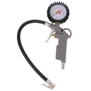 Pneumatic tire inflator with pressure gauge, 12 bar, for car, bike, and motorcycle tires - Compressor Accessory