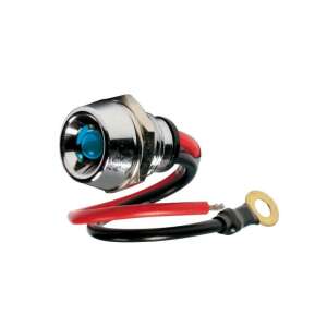Lampa LED indicatorie albastră pentru 12/24V, finisaj cromat, cu fire și borna cu inel - Lumini auto