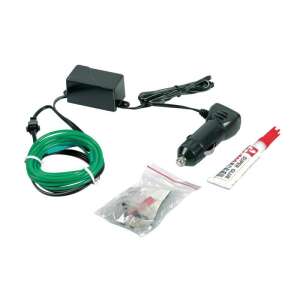 Set de sârmă EL verde pentru decorarea interiorului mașinii cu adaptor 12V, adeziv și accesorii de montare - Lumini auto
