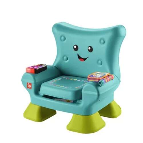 Fisher-Price Laugh & Learn Smart Stages Chair, teal blue learning chair with interactive features for babies and toddlers