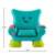 Fisher-Price Laugh & Learn Smart Stages Chair, teal blue learning chair with interactive features for babies and toddlers, showing dimensions