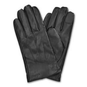 Navaris black leather touchscreen gloves for men - For man