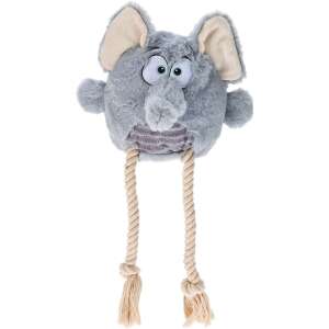 Jucărie de pluș pentru câini Koopman, elefant, gri, cu picioare din frânghie, pentru mestecat și joacă - Jucării pentru câini