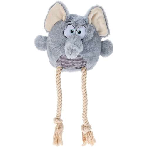 Jucărie de pluș pentru câini Koopman, elefant, gri, cu picioare din frânghie, pentru mestecat și joacă