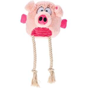 Jucărie de pluș pentru câini Koopman Pig, în formă de porc roz, cu picioare din frânghie, pentru joacă interactivă și mestecat - Jucării pentru câini