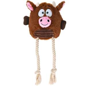 Jucărie de pluș pentru câini Koopman Cow, maro și roz, cu picioare din frânghie - Jucării pentru câini
