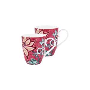 Sada 2 porcelánových hrnčekov Pip Studio Flower Festival, 350 ml, červený kvetinový vzor - Kuchyňa a stravovanie