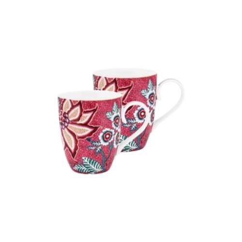Zestaw 2 porcelanowych kubków Pip Studio Flower Festival, 350 ml, czerwony wzór kwiatowy