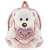 Perletti Teddy Bear backpack for kids, pink with heart design, 27 cm, front view