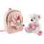 Perletti Teddy Bear backpack for kids, pink with heart design, 27 cm, side view