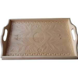 Hand-carved wooden tray with floral design, perfect for serving or decorating your home - Tray