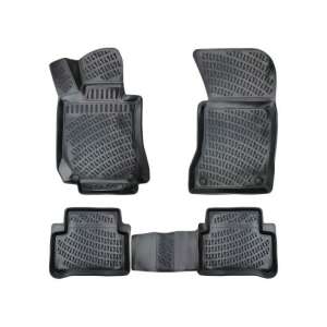 Mercedes E Class W211 III 2003-2009 car floor mats, black rubber tray type set - Car mat