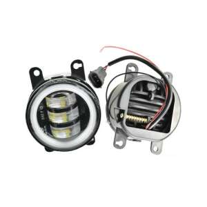 2x 90mm LED-uri de ceață cu ochi de înger pentru Dacia, Renault, Nissan, lumină albă și galbenă, conector H11, H8 - Lumini auto