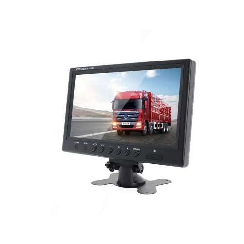 9 colos LCD monitor autóhoz, 12V-24V, állvánnyal, egy teherautót mutat a képernyőn