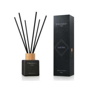 Fresso Home Amora Reed Diffuser, 100ml, schwarze Flasche mit Holzdeckel und schwarzen Ruten, Raumduft - Lufterfrischer