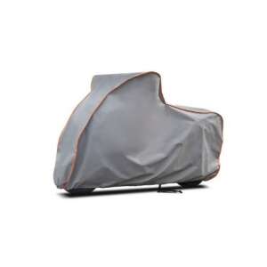Carpassion motorcycle cover size L, grey with orange trim, protecting motorcycle from weather elements - CarPassion