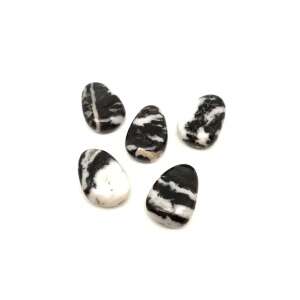 Zebra jáspis kövek, 5 darab, fekete és fehér, természetes, nyers, csiszolt - Ásvány