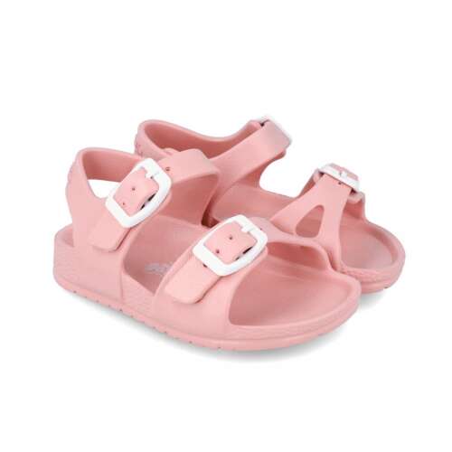 Garvalin pink rubber sandals for girls with white buckles