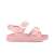Side view of Garvalin pink rubber sandals for girls with white buckles