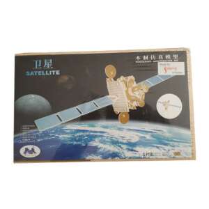 Set de construcție model 3D din lemn pentru un satelit, construiește-ți propriul satelit, marca Solaris, G-P158 - Puzzle 3D