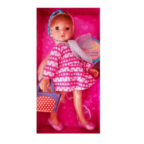 Baby Reina baba rózsaszín és fehér ruhával, MalPlay, 24 cm