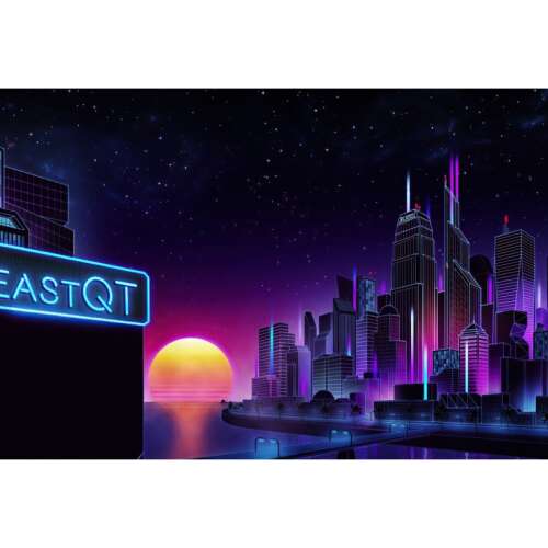 Vászonkép Retrowave City Evening Sunset, 80x50cm, festmény1503, Többszínű 106904110 - Falikép