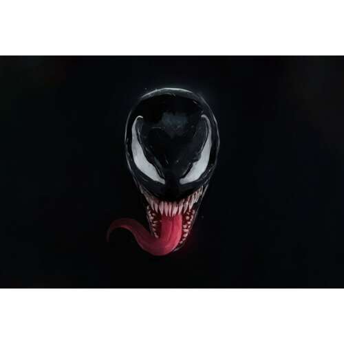 Venom vászonkép, 80x50cm, sötét háttér, fekete és piros, filmes karakter, szuperhős - Falikép