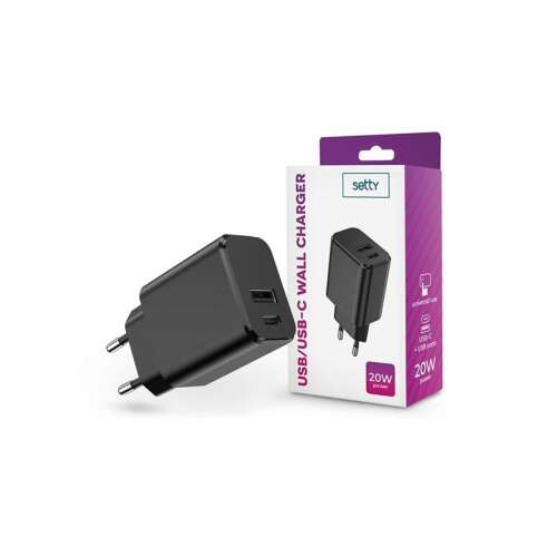 Setty TF-0120 20W USB-C/USB Netzteil, schwarz
