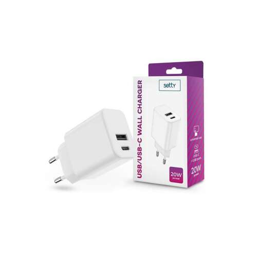 Setty TF-0121 20W USB-C und USB-Wandladegerät, weiß