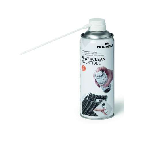 Durable POWERCLEAN INVERTIBLE 200ml spray cu aer comprimat cu tub extensibil, curățarea unei tastaturi
