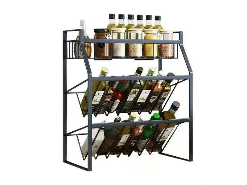 Írisz Fűszertartó Polc - 3 Szintes Fém - Fekete
