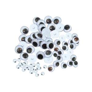 150 db műanyag ovális szem 3 méretben, fehér fekete pupillával, kézműves alkotásokhoz, játékokhoz és plüssállatokhoz - Playbox