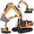 Yellow construction toy excavator with sound and light effects, GLW Engineering Series, 1:40 scale model