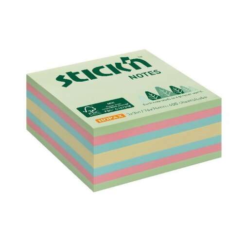 Stick'N Notes 76x76mm samolepiaci bloček, rôzne farby, 400 listov