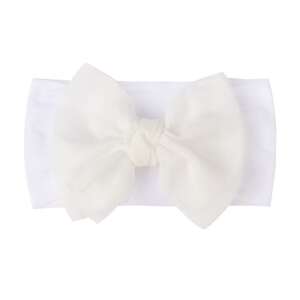 White baby headband with bow - Headband, Bandana