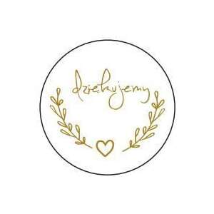Gold thank you stickers with a heart and branches, 2.5 cm diameter - Sticker, Magnet