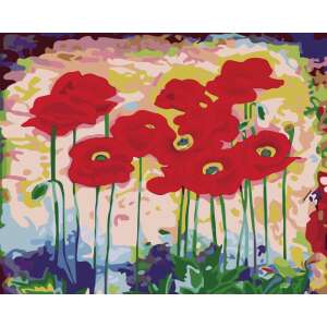 Poppy flowers paint by numbers kit, 60x75 cm - Art & Craft