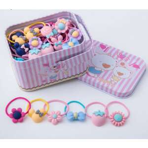 Sada 40 farebných gumičiek do vlasov s roztomilými kvetinovými a mašličkovými vzormi, ideálna pre dievčenské vlasy - Žuvačka na vlasy