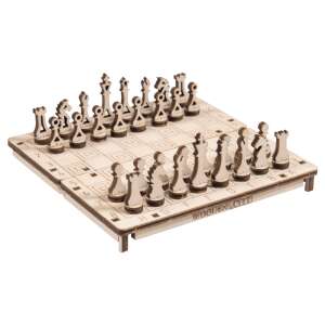 Puzzle 3D din lemn - joc de șah și dame 2 în 1 din lemn 106912649 - Puzzle 3D