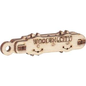 Breloc din puzzle 3D din lemn cu două roți dințate, jucărie din lemn - Puzzle 3D
