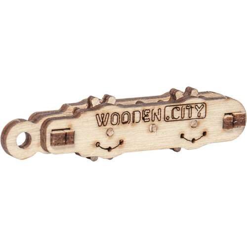 Fa 3D puzzle kulcstartó két fogaskerékkel, fa játék