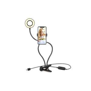 XO BGD001/LS-90 CLIP-SELFIE-STÄNDER MIT LED-LAMPE SCHWARZ 106912698 - Selfie-Sticks