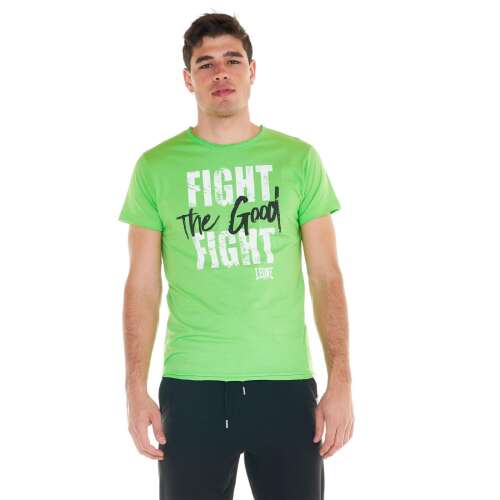 Leone 1947 Férfi póló zöld színben, "Fight the Good Fight" felirattal - Férfi ruházat